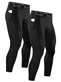 Runhit 2er Pack Kompressionshose Herren mit Taschen, Lange Tights Leggings Sporthose...