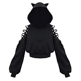 Hoodies Für Frauen UK Clearance Damen Kurzer Hoodie Plus Size Langarm Pullover Herbst...