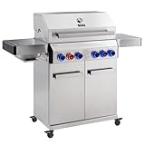 TAINO PLATINUM 4+2 Gasgrill Edelstahl komplett 4 Brenner mit Seitenkocher und...