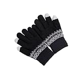 Jacquard Winddichte Touchscreen Winterhandschuhe Unisex Strickhandschuhe, Schwarz, Wie...