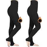 Jovego Thermo Leggings Damen, 2 Stück Winterwarme Leggings Gefüttert mit...