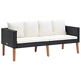 vidaXL Gartensofa 2-Sitzer mit Auflagen Zweisitzer Sofa Lounge Gartenbank...