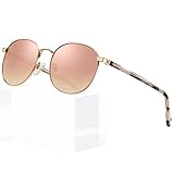 CARFIA Fashion Sonnenbrille Damen Polarisierte Runde Frauenbrille Metall Rahmen