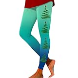 KBOPLEMQ Damen Thermo Leggings Weihnachten Freizeithose Stretch Laufhose Festlich Thermo...