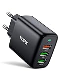 TOPK 30W 3-Port USB Ladegerät mehrfach mit Intelligent QC 3.0 Technologie für iPhone,...