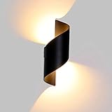 Lightess 12W Wandleuchte Innen Aussen LED Modern Wandlampe Schwarz Up Down Licht...