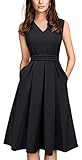 HOMEYEE Damen Vintage 50er Ärmellos Cocktail Retro mit Pocket Flared Kleid A196...