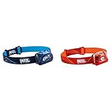 PETZL E099FA ACTIK Headlamp, Blue, One Size & E091DA01 Stirnlampen, rot, Einheitsgröße