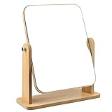 Kosmetikspiegel, Tischspiegel 360 Grad Drehung Schminkspiegel Stehend Holz Makeup Spiegel...