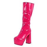 HAOLEI Sexy Schneestiefel Damen, High Heel leder Frauen Overknee Stiefel mit Absatz Slim...