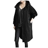 Damen-Trenchcoat, leichte Windjacke, Übergröße, langer Outdoor-Mantel mit Kapuze,...