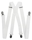 axy Hochwertige Herren Hosenträger breit 2,5 cm mit 4 Starken Clips X-Form und Damen...