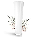 Glaskönig - Weiße Bodenvase aus Glas 70cm hoch Ø 22,5cm - optimale Größe...