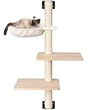 Liszton Wandkratzbaum für Katzen 104cm mit Hängematte und 2 Plattformen, Massivholz...