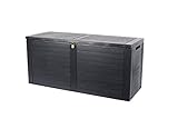 dynamic24 Auflagenbox Holz Optik anthrazit Kunststoffbox Gartentruhe Auflagen...