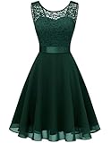 Berylove Damen Spitzenkleid Brautjungfer Elegant Party Knielang Cocktailkleid...