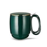 ZENS Teetasse mit Deckel und Sieb, 480ml Große Gewundene Griff Losen Teebecher,...