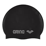 ARENA Kinder Badekappe Classic Silicone Schwimmkappe, Black-Silver (55),...