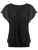 Zeagoo Damen Chiffon Bluse Fledermausärmel Casual Shirts Doppellagiges Hemd...