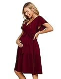 KOJOOIN Damen Umstandskleid V-Ausschnitt Stillkleid Casual Schwangerschafts Kleider mit...