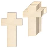 Creative Deco 10 x Große Kreuz Anhängers aus Holz | 20 x 12,5 cm | zum Basteln...