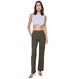 Elara Damen Lockere Schlagjeans 77516 Khaki-40