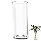 TSKDKIT Glas Blumenvase Modern Zylinder Vase, Handgemacht Kristall Vasen 40cm...