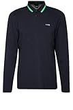 BOSS Athleisure Herren Langarm-Poloshirt Piol Blau XX-Large