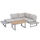 Greemotion Lounge-Set Aruba aus Aluminium für 4 Personen, 3-teilig, Grau Mittel