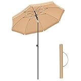 SONGMICS Sonnenschirm 160 cm, Sonnenschutz, UPF 50+, Strandschirm, beidseitig um 30°...