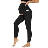 DDOBB Damen Umstandsleggings mit Taschen High Waist Umstandshose Blickdichte...