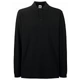 Fruit of the Loom Herren Premium Langarm-Poloshirt (XL) (Schwarz), Schwarz, XL