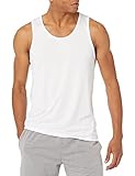 Amazon Essentials Herren Tanktop-T-Shirt Tech-Stretch, Weiß, L