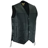 Leatherick Herren Top-Grain Rindsleder Weste aus echtem Leder Schwarz Klassische...