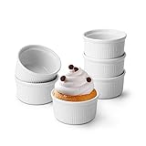 ComSaf 6 Stück Soufflé Förmchen, 85 ml Creme Brulee Schälchen aus Keramik, Mini kleine...