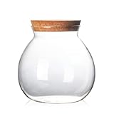 Luftdichte, transparente runde Glasdose mit Kork-Teebehälter, Vase, Öko-Flasche, kleine...