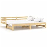 vidaXL Massivholz Kiefer Tagesbett Ausziehbar Ausziehbett Bettsofa Sofa Bett Sofabett...