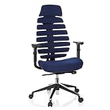 hjh OFFICE 714550 Profi Bürostuhl Ergo LINE II PRO Stoff Blau, Drehstuhl mit Kopfstütze,...