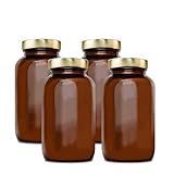 Vorratsdosen Glas Set - 4 x 400 ml/Braungläser mit Gewinde und dicht...