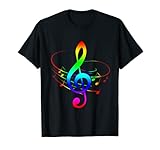 Regenbogen Musik Geschenk Buntes Notenschlüssel T-Shirt