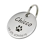 Hundemarke mit Gravur - Personalisiert mit Name - ⌀23mm - Namensschild für Halsband -...