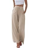 Imuedaen Damen Hosen Sommer Leinen Leicht Casual Locker Leinenhose Freizeithose Palazzo...