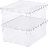 Rotho 2er Set Clear Box Sweater 18 L Deckel-QR-Code AppMyBox-2 x 18 L. Volumen-(LxBxH)...