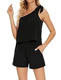 Fengbay Strampler für Frauen Sommer, kurze Sets Frauen 2-teilige Outfits One Shoulder Tie...