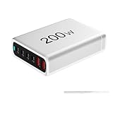 USB-Ladestation 200W Ladegerät 6 Ports Ladestation USB Typ C PD Ladegerät QC4.0...