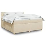 Generisch Boxspringbett mit Matratze Creme 200x200 cm Stoff,jiangboyue-3289092