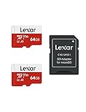 Lexar Micro SD Karte 64GB 2er Pack, Speicherkarte Micro SD mit SD Adapter, Bis zu 100 MB/s...