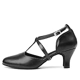 TINRYMX Damen Latin Tanzschuhe Geschlossen Zehen Bequem Salsa Tango Ballsaal...