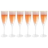 Vikko Champagnerflöten, 8 Unzen Dekorative Toasting Champagnerflöte, gehämmertes Glas...