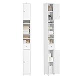 SoBuy BZR34-W Badezimmer Hochschrank mit 5 Fächern Badschrank Badregal mit 1 Schublade...